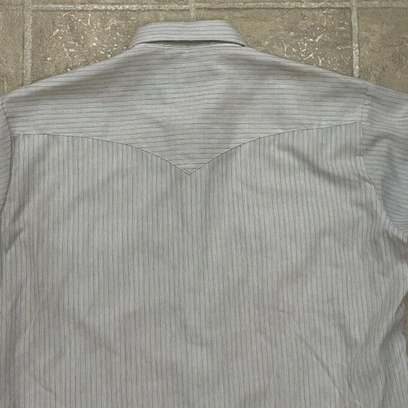 Vintage Karman Mens‎ Shirt Long Tail 17-37 Pearl Snap Striped Long Sleeve EUC - Picture 2 of 8